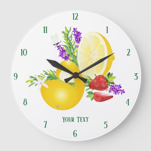 Lemon Strawberry Herbal Bouquet Large Clock