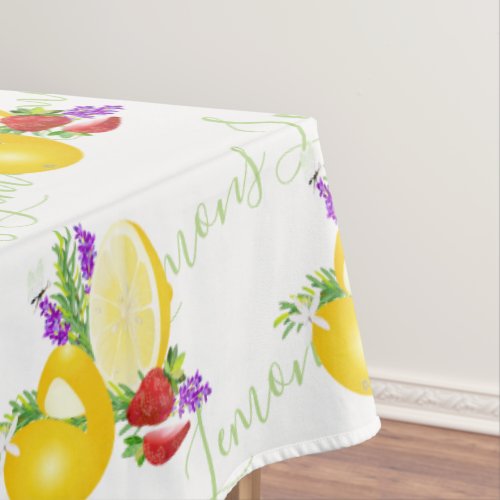 Lemon Strawberry Lavender Herbal Bouquet Tablecloth