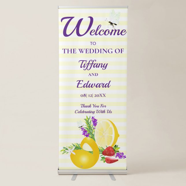Lemon Strawberry Lavender Herbal Bouquet Wedding Retractable Banner (Front)