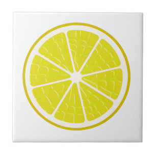 Lemon Stylized Fruit Slice Ceramic Tile