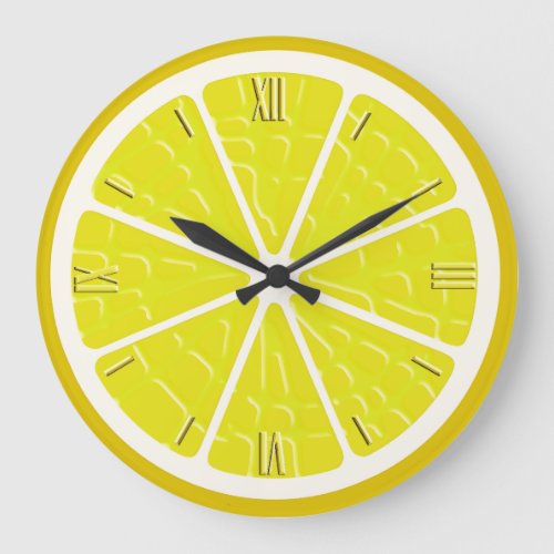 Lemon Stylized Fruit Slice Large Clock