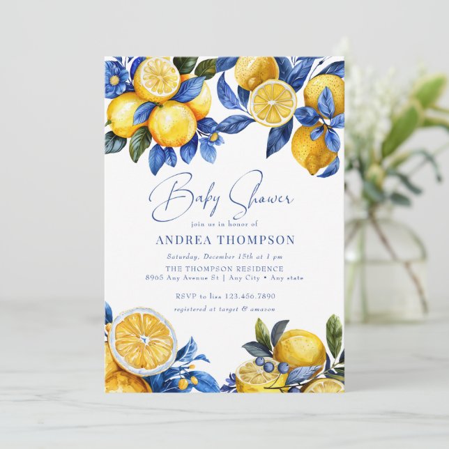 Lemon | Summer Baby Shower Invitation (Standing Front)