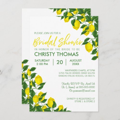 Lemon Summer  Bridal Shower Invite