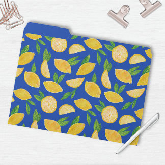 Lemon summer citrus fruit pattern file folder