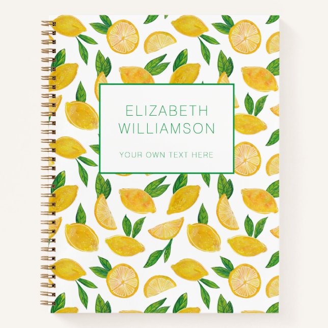 Lemon summer citrus fruit pattern notebook (Front)