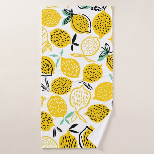 Lemon Summer Design Vintage Illustration Bath Towel