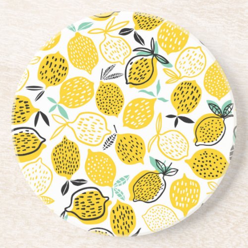 Lemon Summer Design Vintage Illustration Coaster