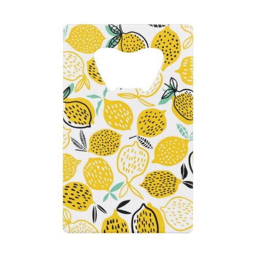 Lemon Summer Design Vintage Illustration Credit Card Bottle Opener