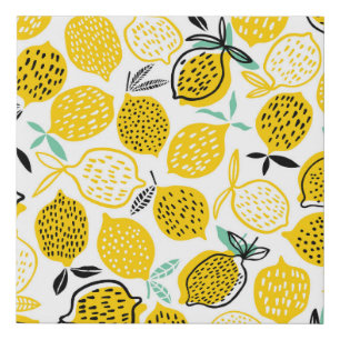 Lemon Summer Design Vintage Illustration Faux Canvas Print