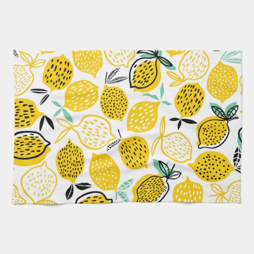 Lemon Summer Design Vintage Illustration Kitchen Towel