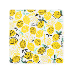 Lemon Summer Design Vintage Illustration Metal Print