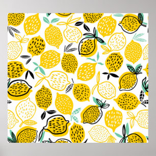 Lemon Summer Design Vintage Illustration Poster