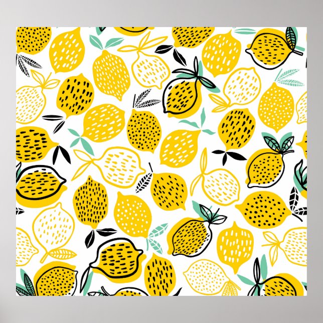 Lemon Summer Design Vintage Illustration Poster (Front)