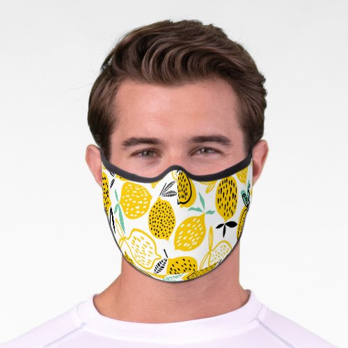 Lemon Summer Design Vintage Illustration Premium Face Mask