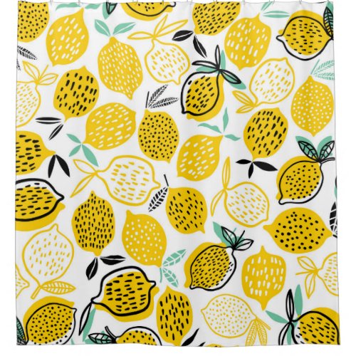 Lemon Summer Design Vintage Illustration Shower Curtain