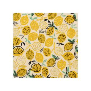Lemon Summer Design Vintage Illustration Wood Wall Art