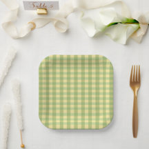 Lemon Summer Gingham Plaid Paper Plate