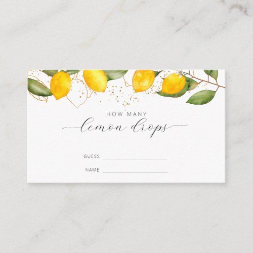 Lemon Summer How Many Lemon Drops Game Enclosure Card