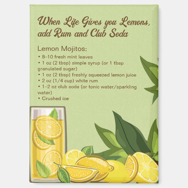 Lemon Summer Mojito Recipe Magnet (Front)