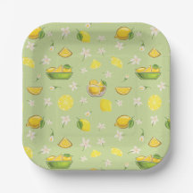 Lemon Summer Pattern Paper Plate