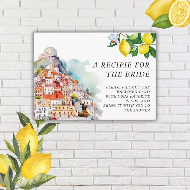  Lemon Summer Recipe Reques Italian Bridal Shower  Enclosure Card (Creator Uploaded)