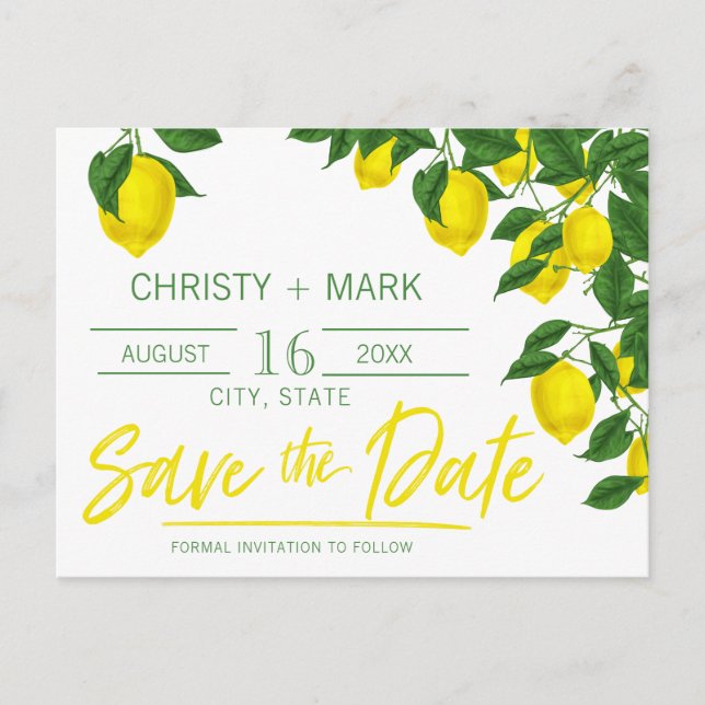 Lemon Summer | Save the Date Postcard (Front)