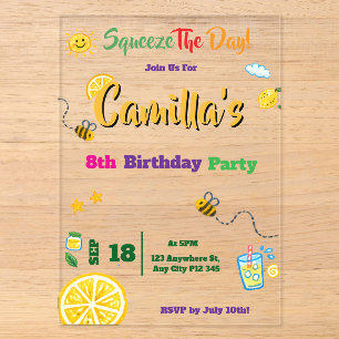 Lemon Summer Theme Kids Birthday Invitation Card