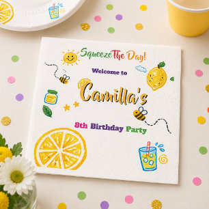 Lemon Summer Theme Kids Birthday Napkins