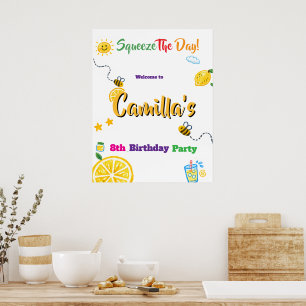 Lemon Summer Theme Kids Birthday Poster