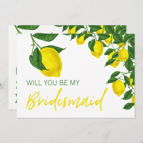 Lemon Summer Will you be my Bridesmaid Invitation