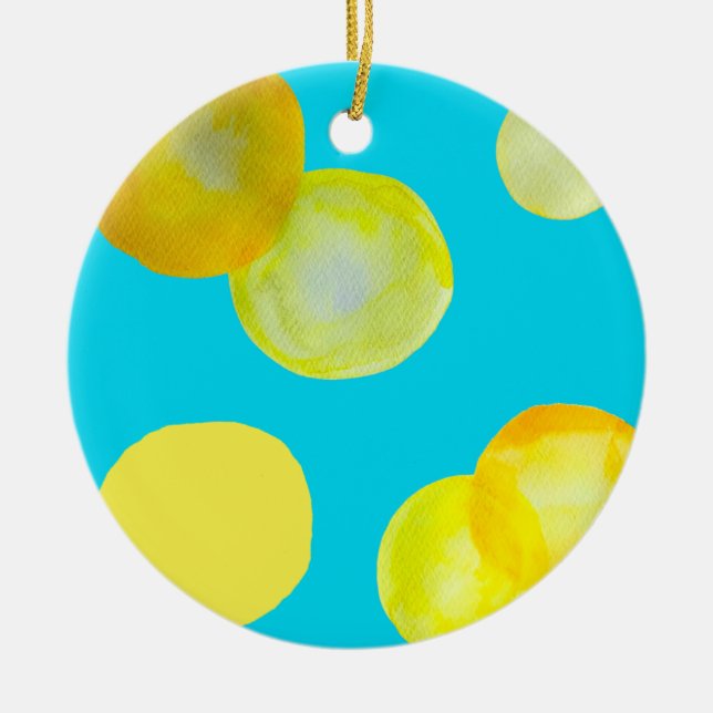 Lemon sun yellow circle art ceramic ornament (Front)