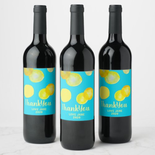 Lemon sun yellow circle art wine label