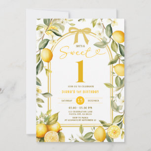 Lemon Sweet One 1st Birthday Party Invitation