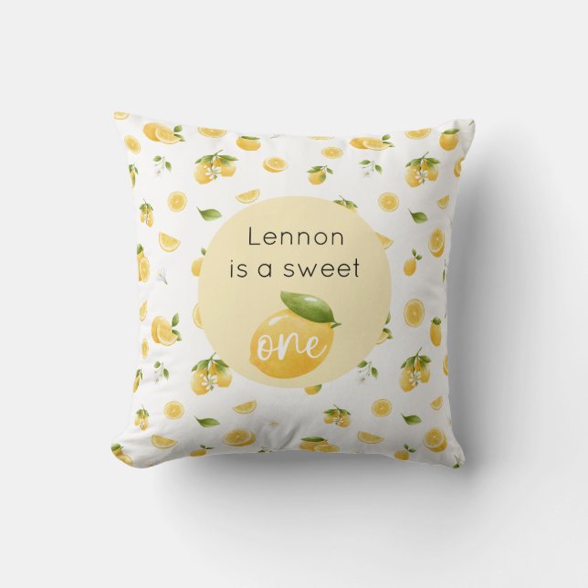 Lemon Sweet One 1st Birthday Throw Pillow (Front)