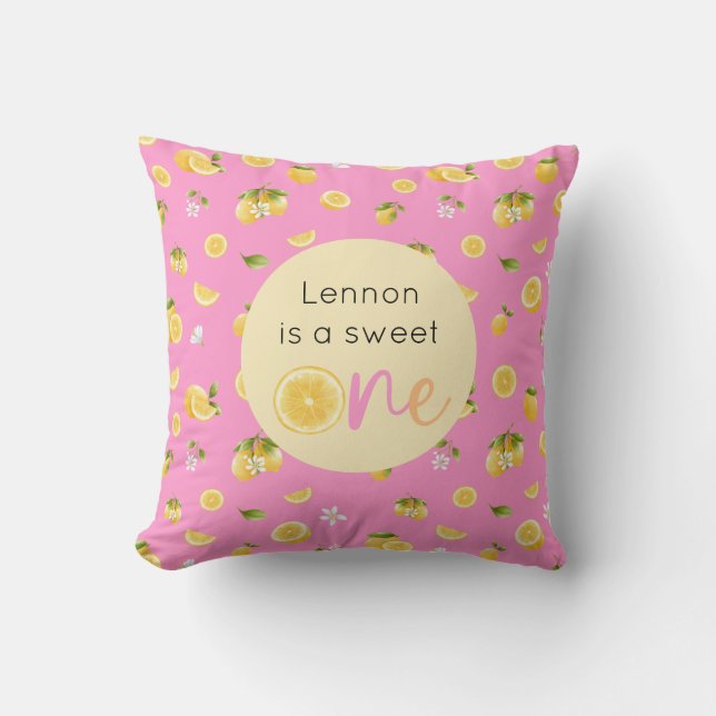 Lemon Sweet One Birthday Throw Pillow (Front)