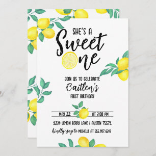 Lemon Sweet One First Birthday Invite