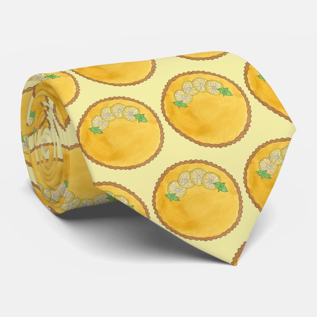 Lemon Tart Tarte au Citron Curd Pie Baking Food Neck Tie (Rolled)