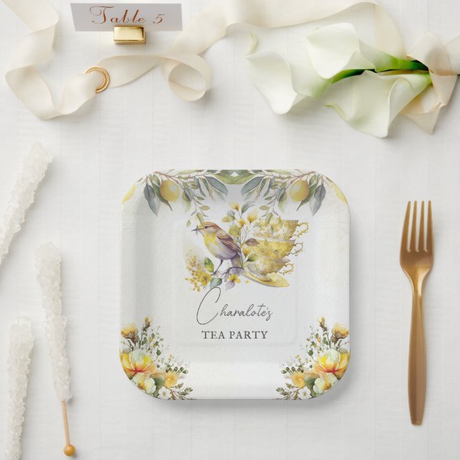 Lemon Tea Party All occasions Vintage Paper Plates (Wedding)