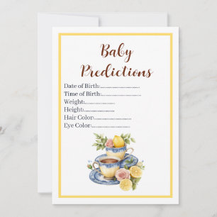 Lemon Teacup Baby Shower Predictions Game Card