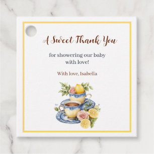 Lemon Teacup Baby Shower Square Favor Tags
