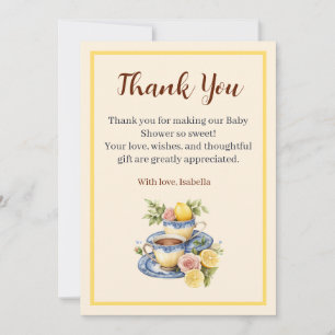 Lemon Teacup Baby Shower Tea Party Thank You Card