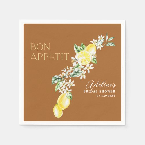 Lemon Terracotta Main Squeeze Bridal Shower Napkins