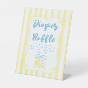 Lemon Theme Boy Baby Shower Diaper Raffle Pedestal Sign