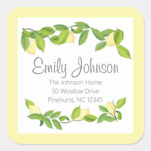 Lemon Theme Bridal Shower Address Sticker