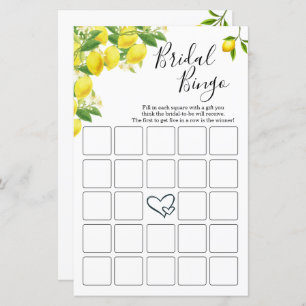 Lemon Theme Bridal Shower Bingo Cards