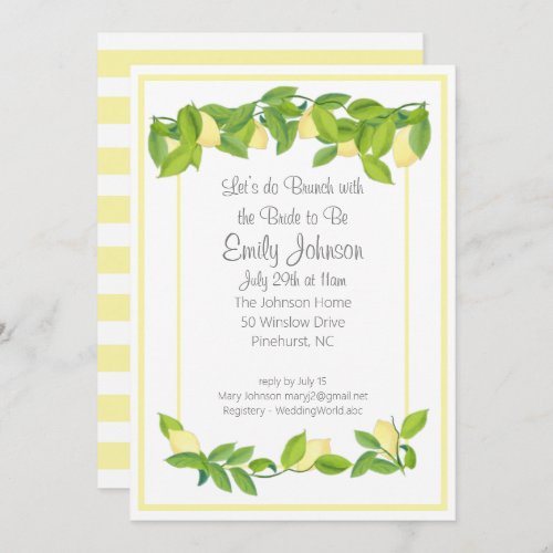 Lemon Theme Bridal Shower Brunch Invitation