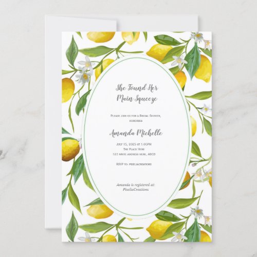 Lemon theme Bridal Shower Invitation