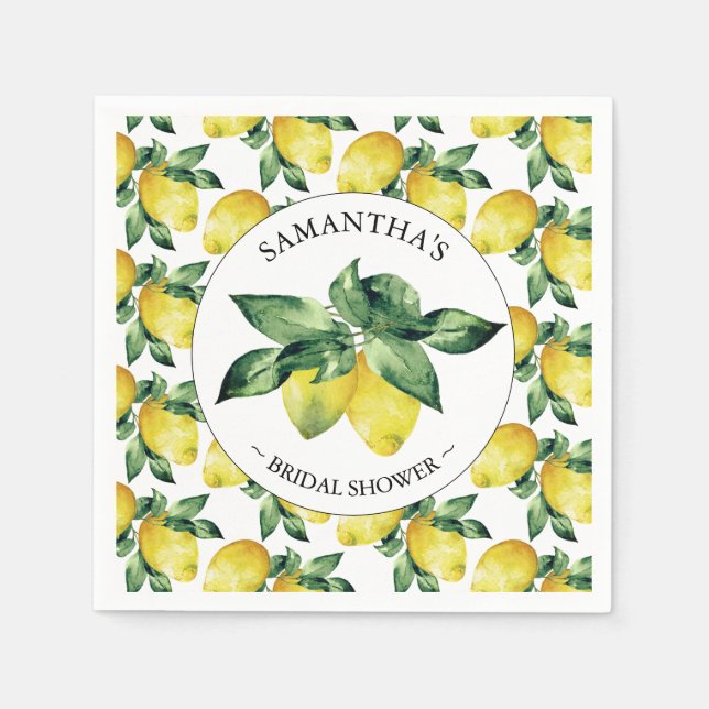 Lemon Theme Bridal Shower  Napkins (Front)