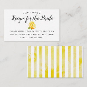 Lemon Theme Bridal Shower Recipe Request Card