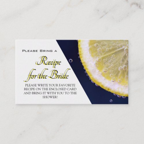 Lemon Theme Bridal Shower Recipe Request Card